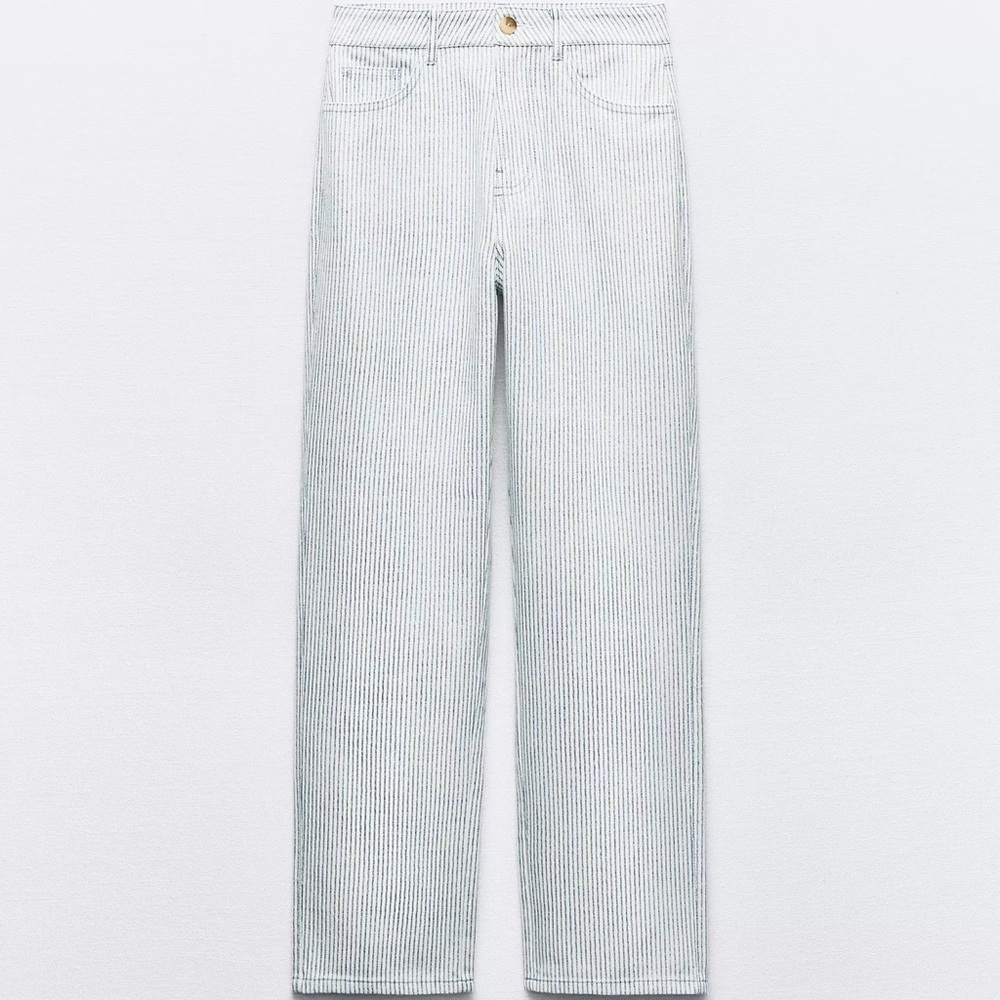 Zara Striped Denim Jeans with High Waist